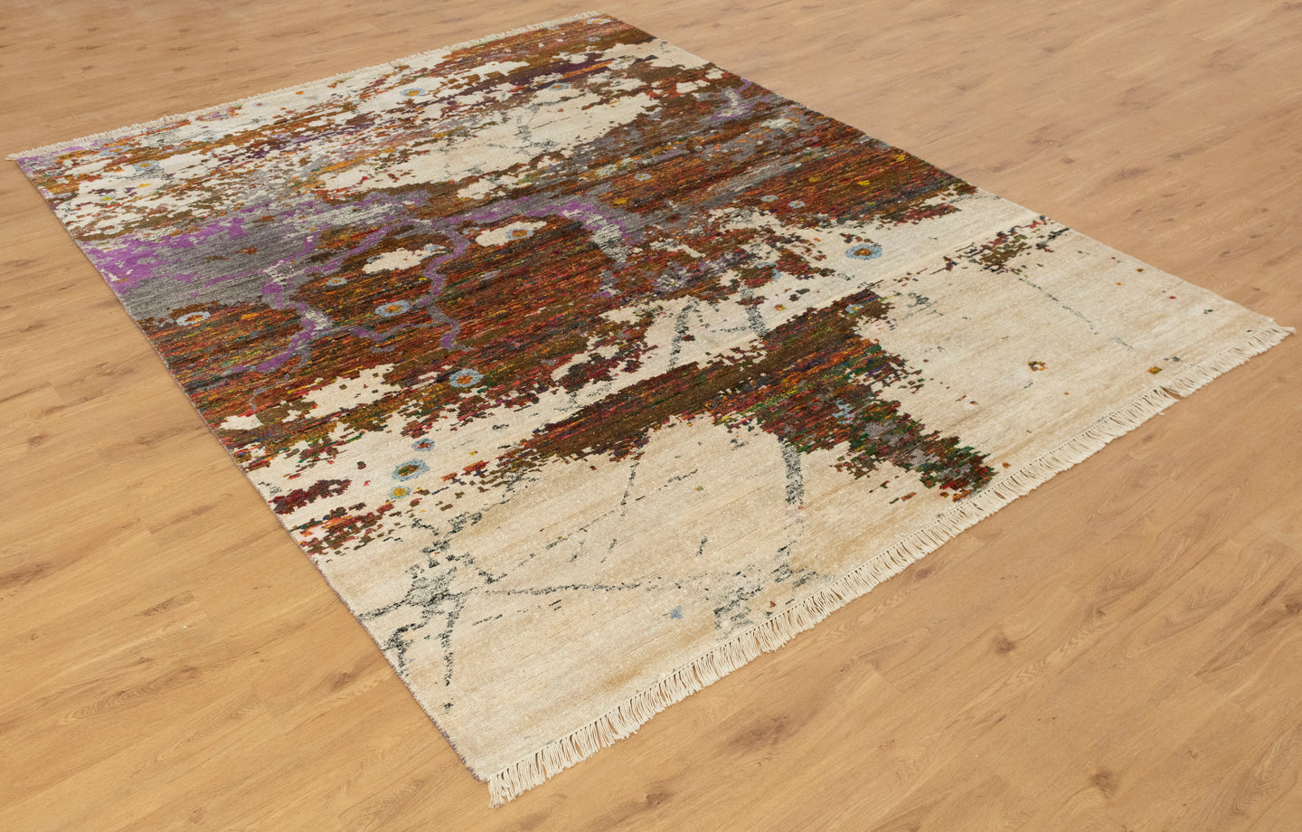 8x10 Erased Luxe Silk Ivory Modern designer Rug | Buy Cheap Rugs Online UK